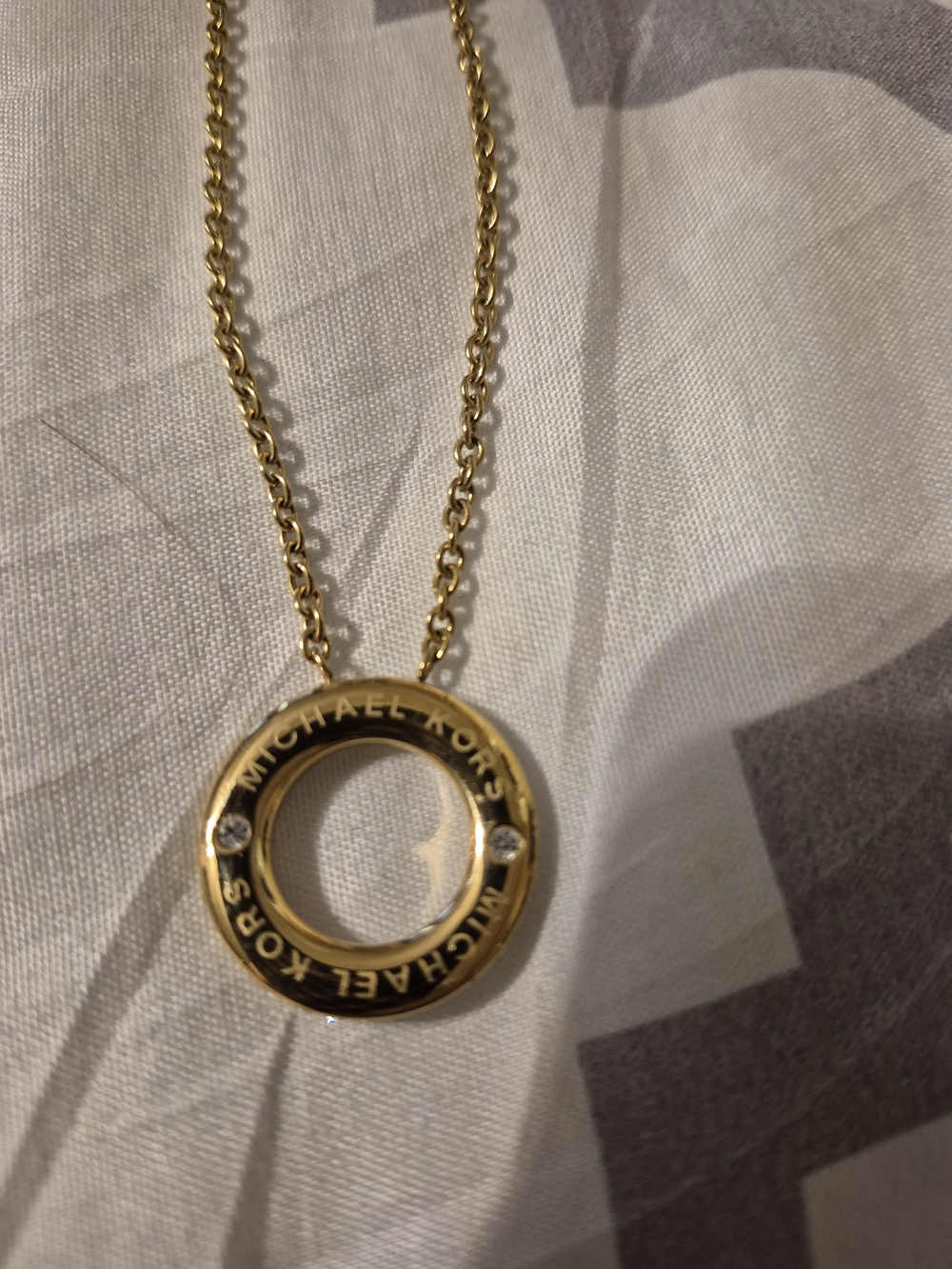 Michael Kors Gold-Tone Logo Circle Pendant Necklace - Gold